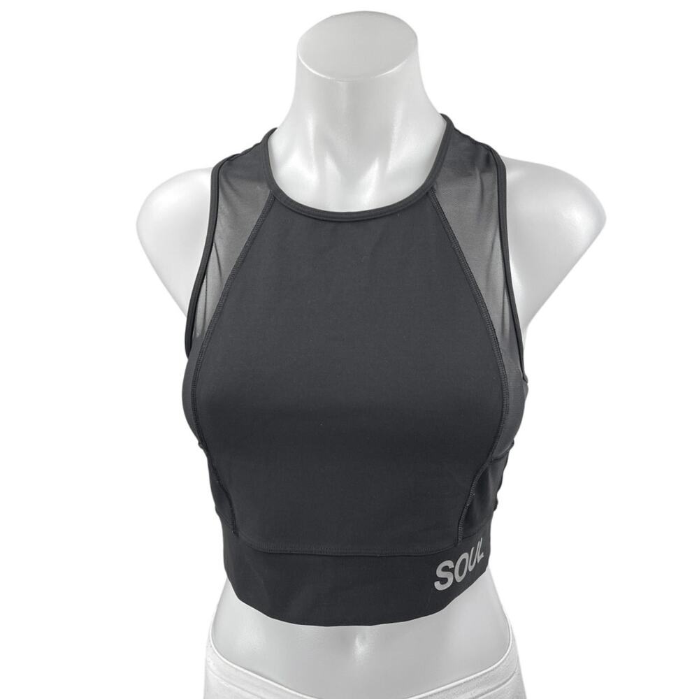 Lululemon Soul Black Mesh Sleeveless Racerback Yoga Athletic Crop Top Size M